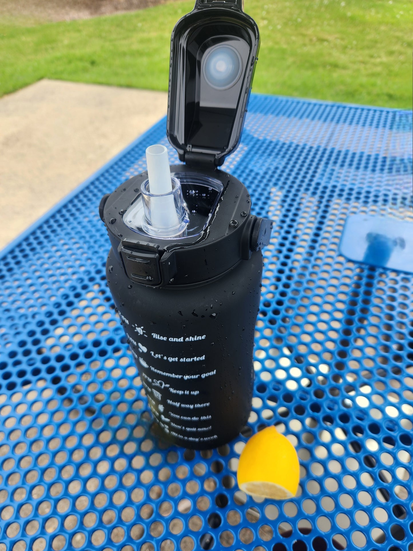 64 Oz. Encouraging Water Bottles with Straw, Lockable Lid, & Handle