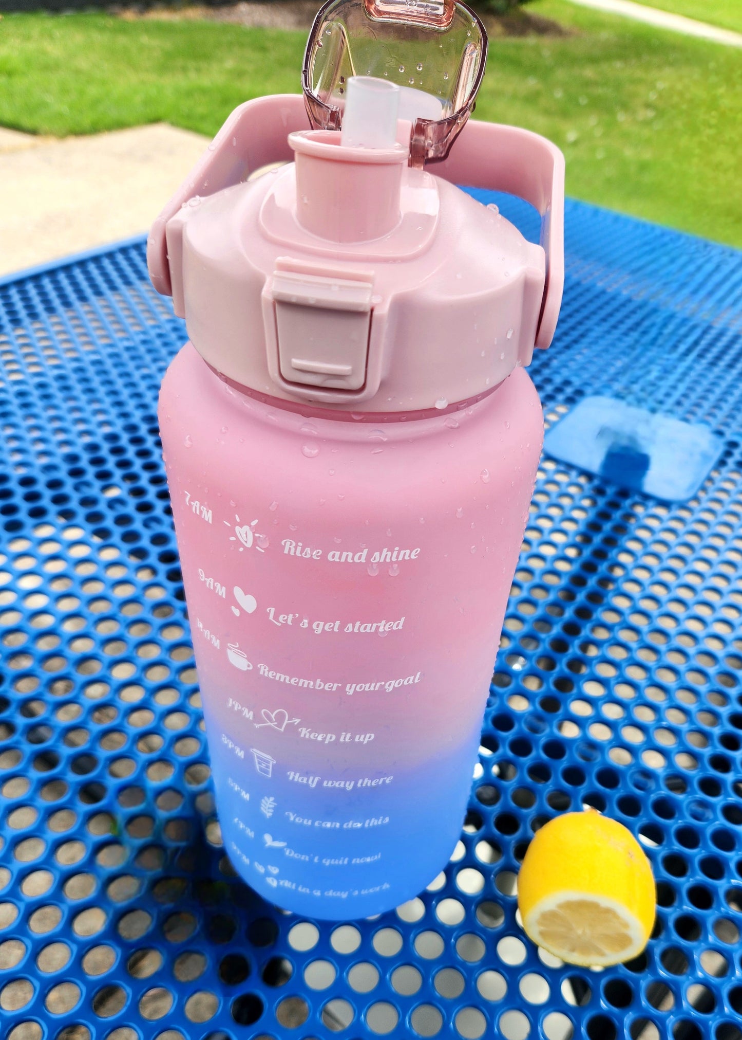64 Oz. Encouraging Water Bottles with Straw, Lockable Lid, & Handle