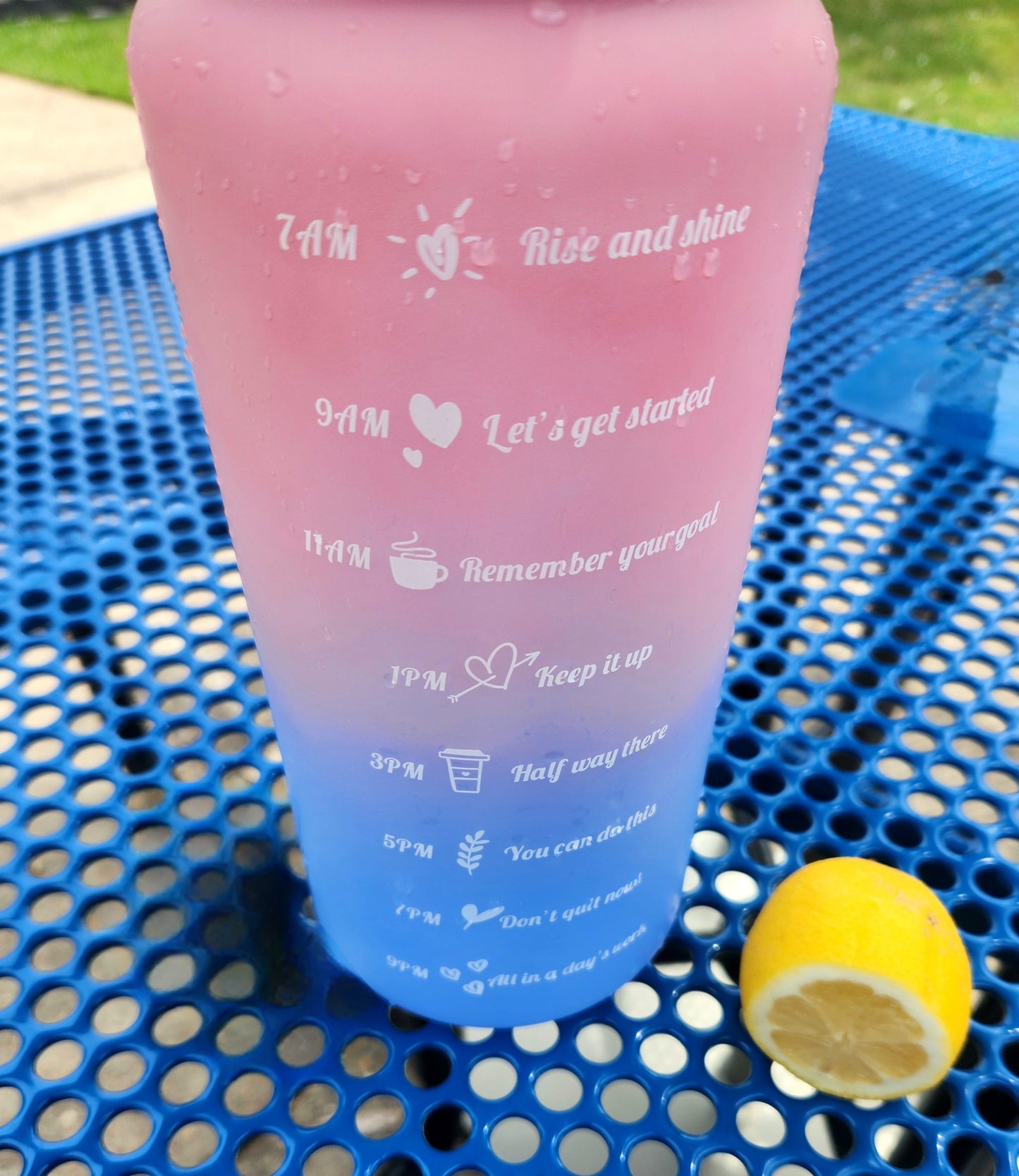 64 Oz. Encouraging Water Bottles with Straw, Lockable Lid, & Handle