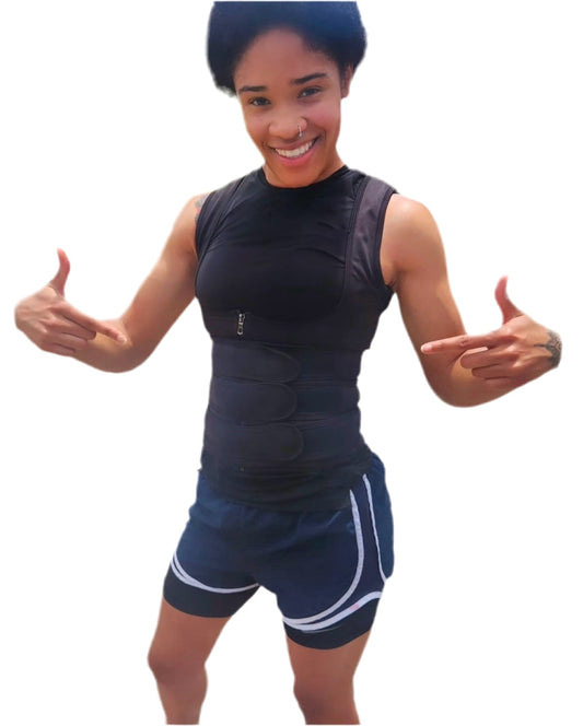 Black waist trainers with shoulder straps